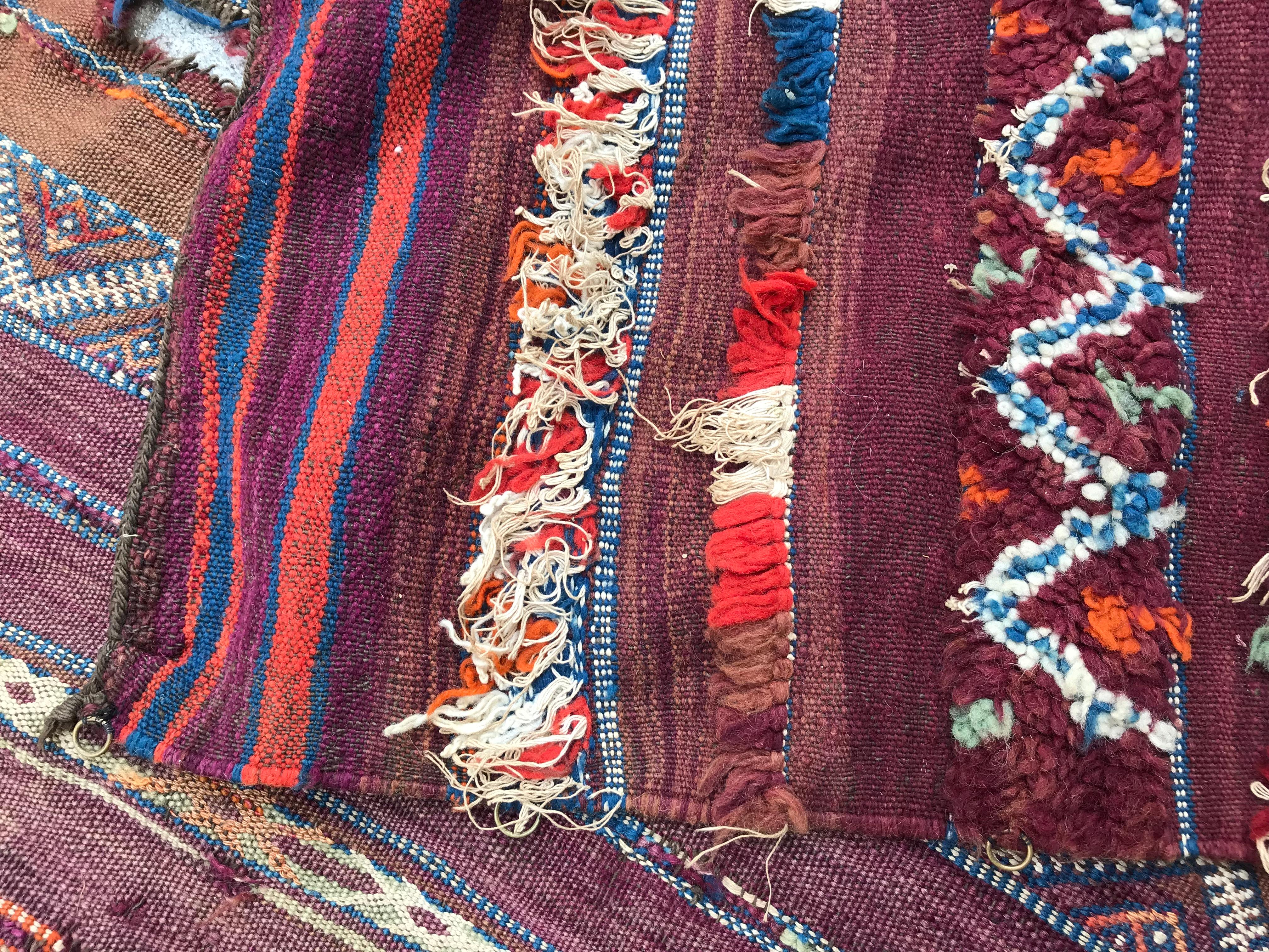 Distressed Antique Moroccan Kilim For Sale 6