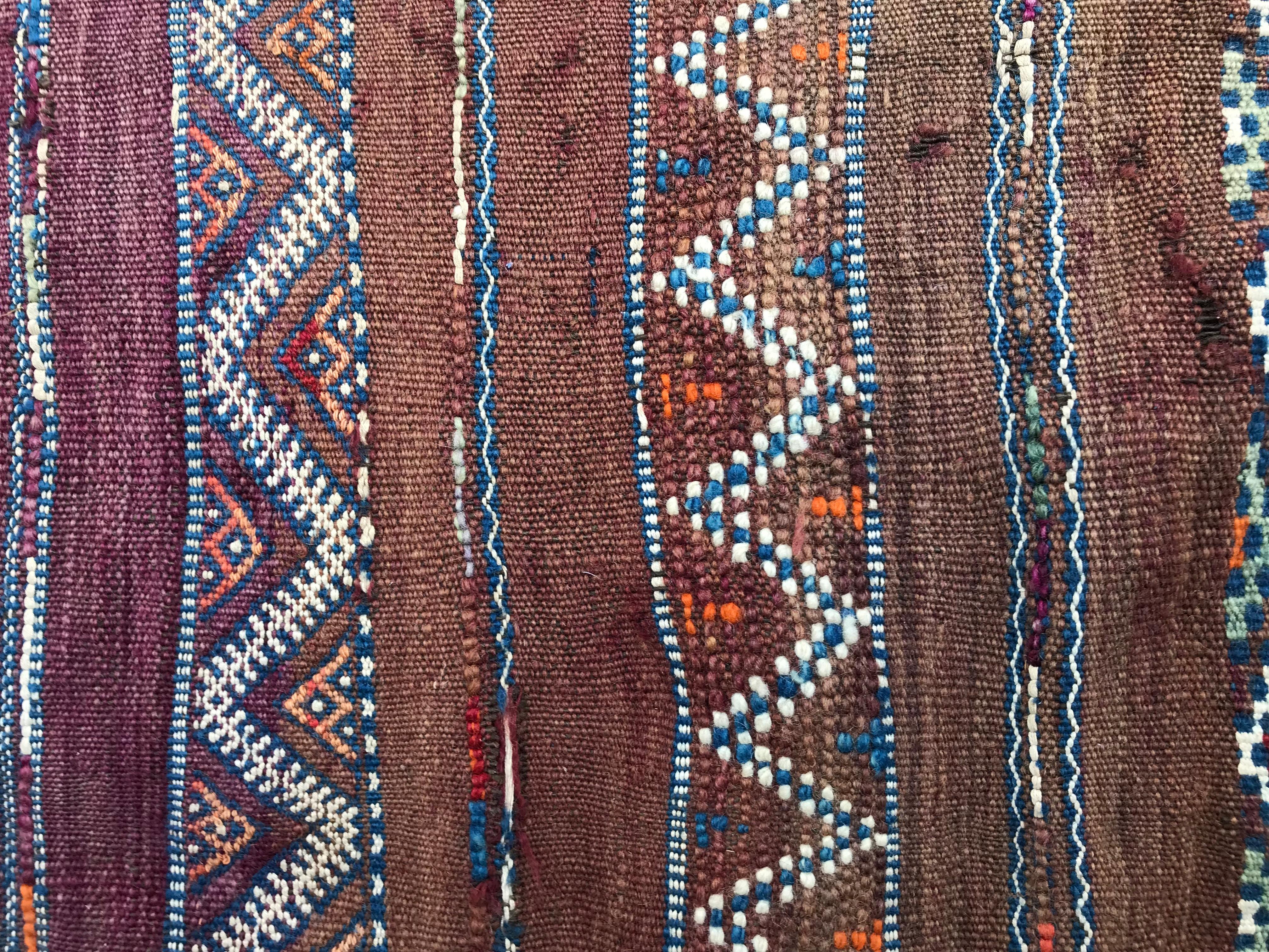 20th Century Distressed Antique Moroccan Kilim For Sale