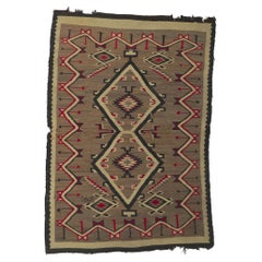 Distressed Antique Navajo Rug with Native American Style