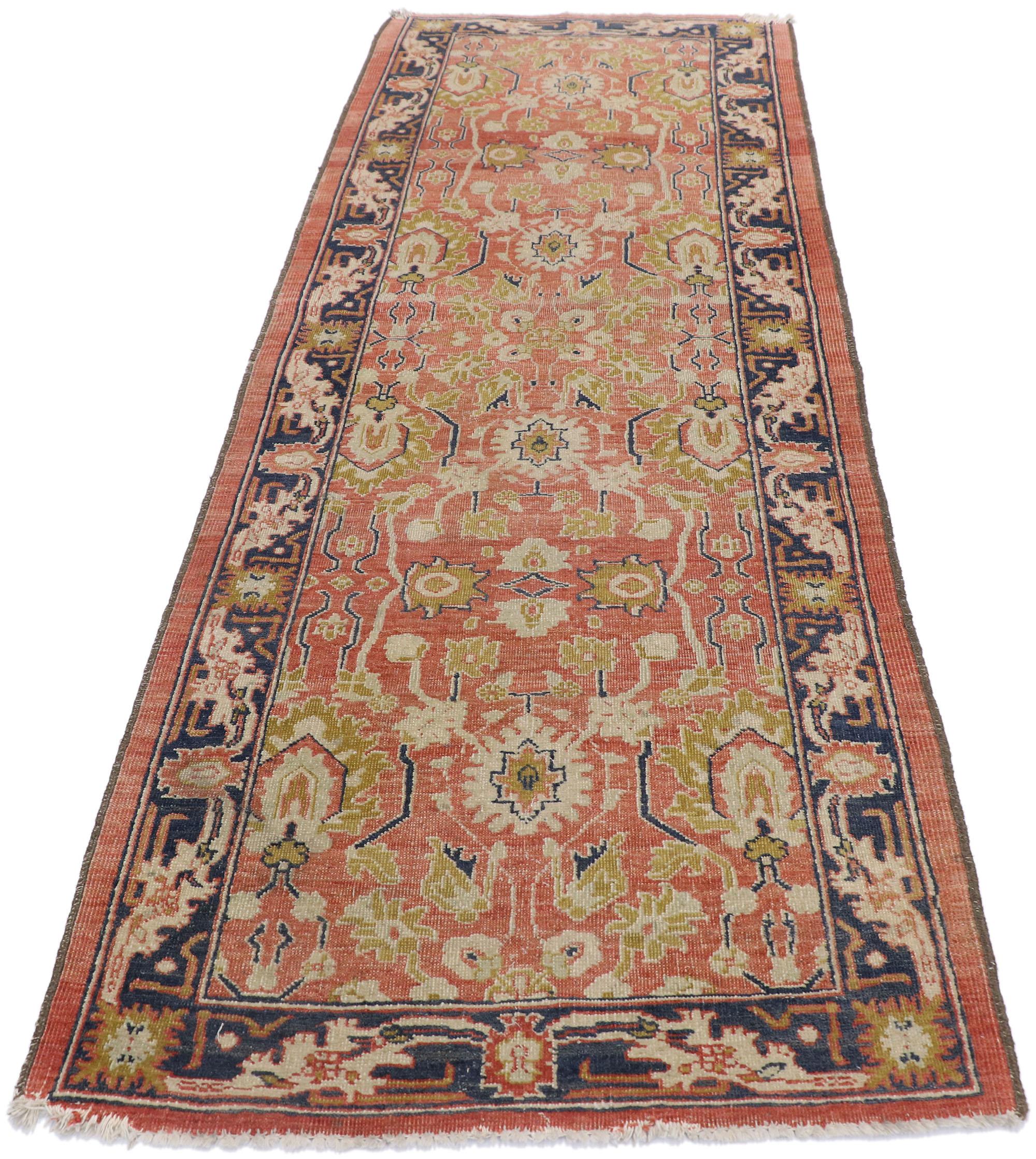 Arts and Crafts Distressed Antique Pakistani Runner with Rustic Arts & Crafts Style