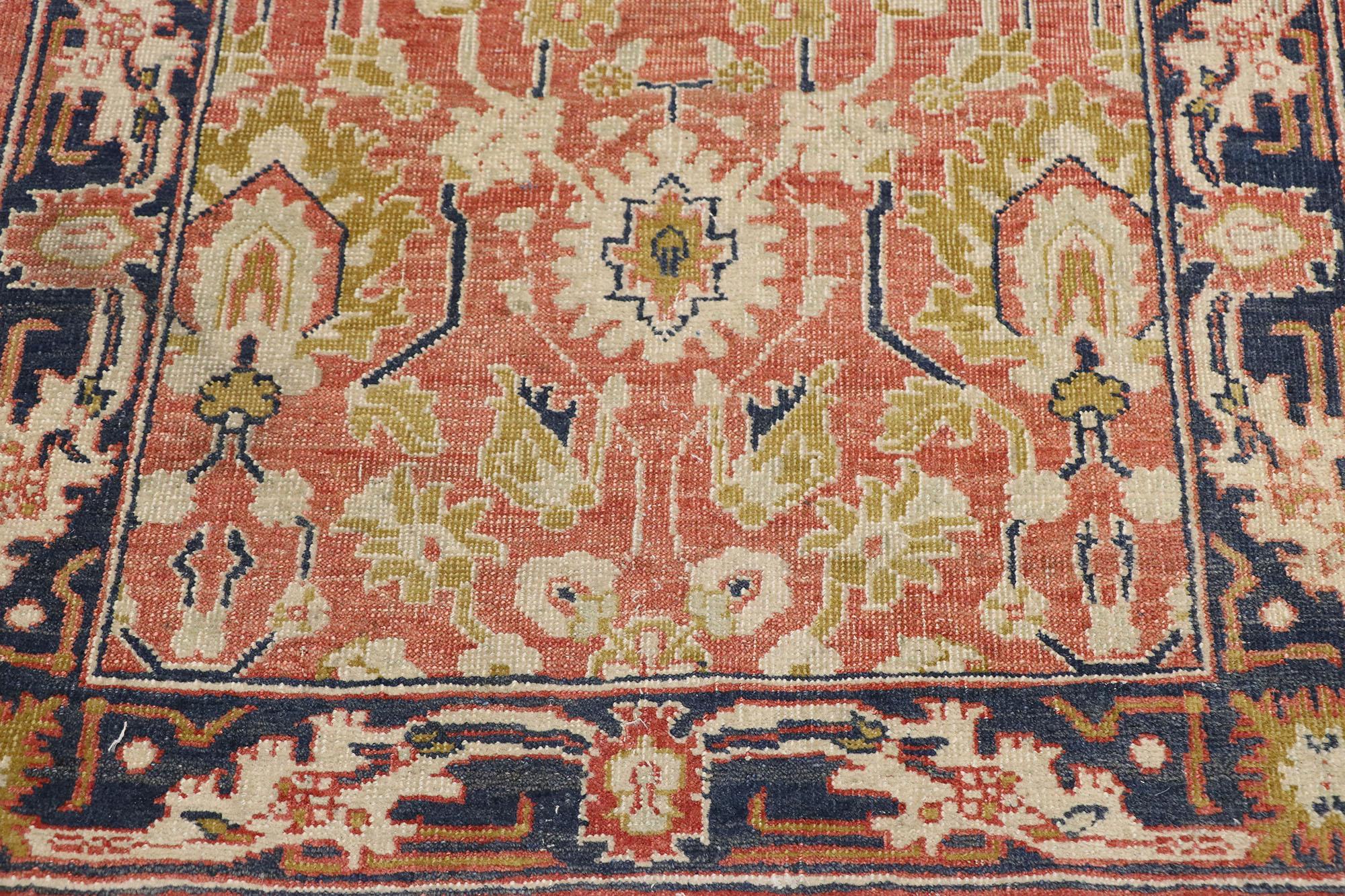 Hand-Knotted Distressed Antique Pakistani Runner with Rustic Arts & Crafts Style