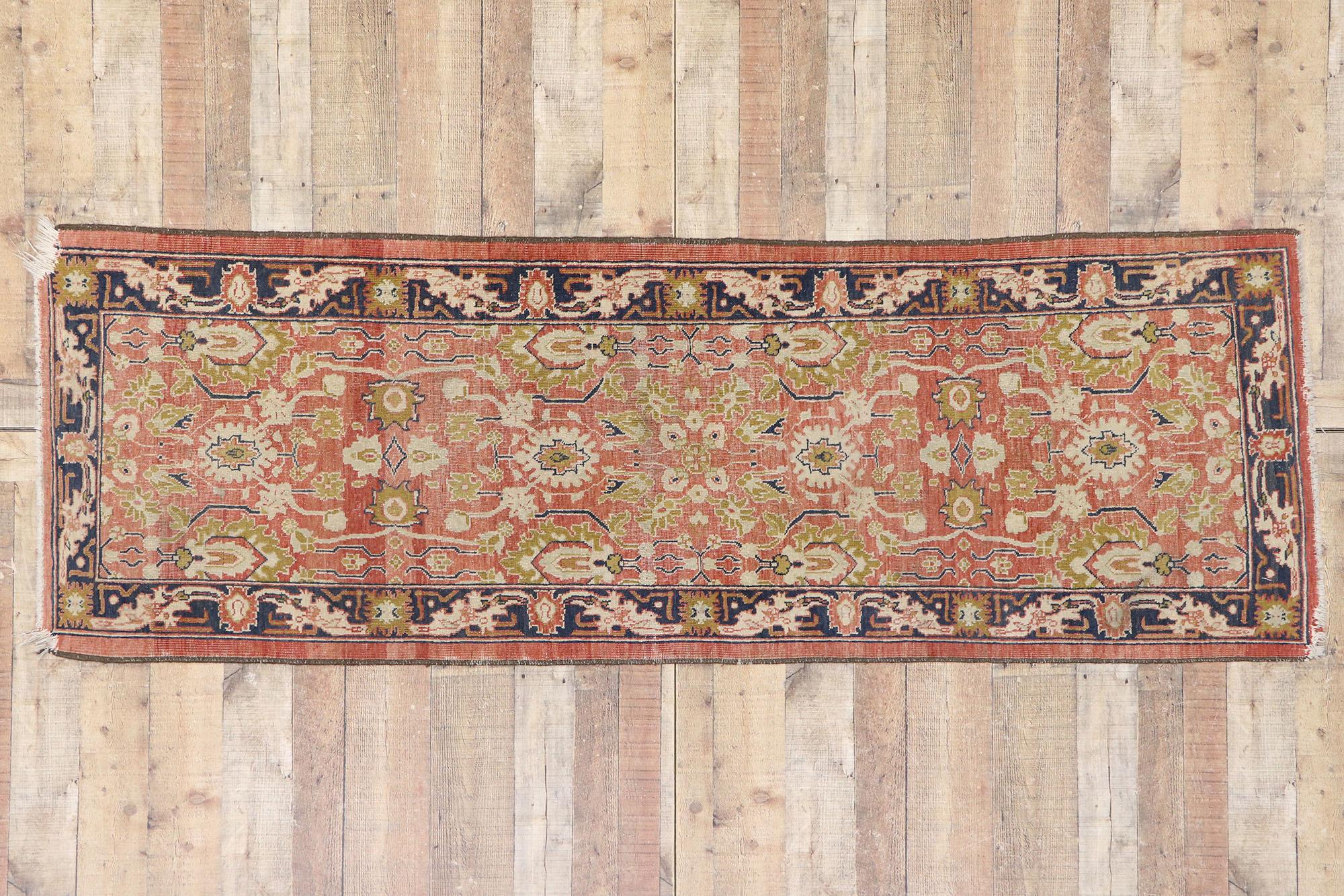 Distressed Antique Pakistani Runner with Rustic Arts & Crafts Style 1
