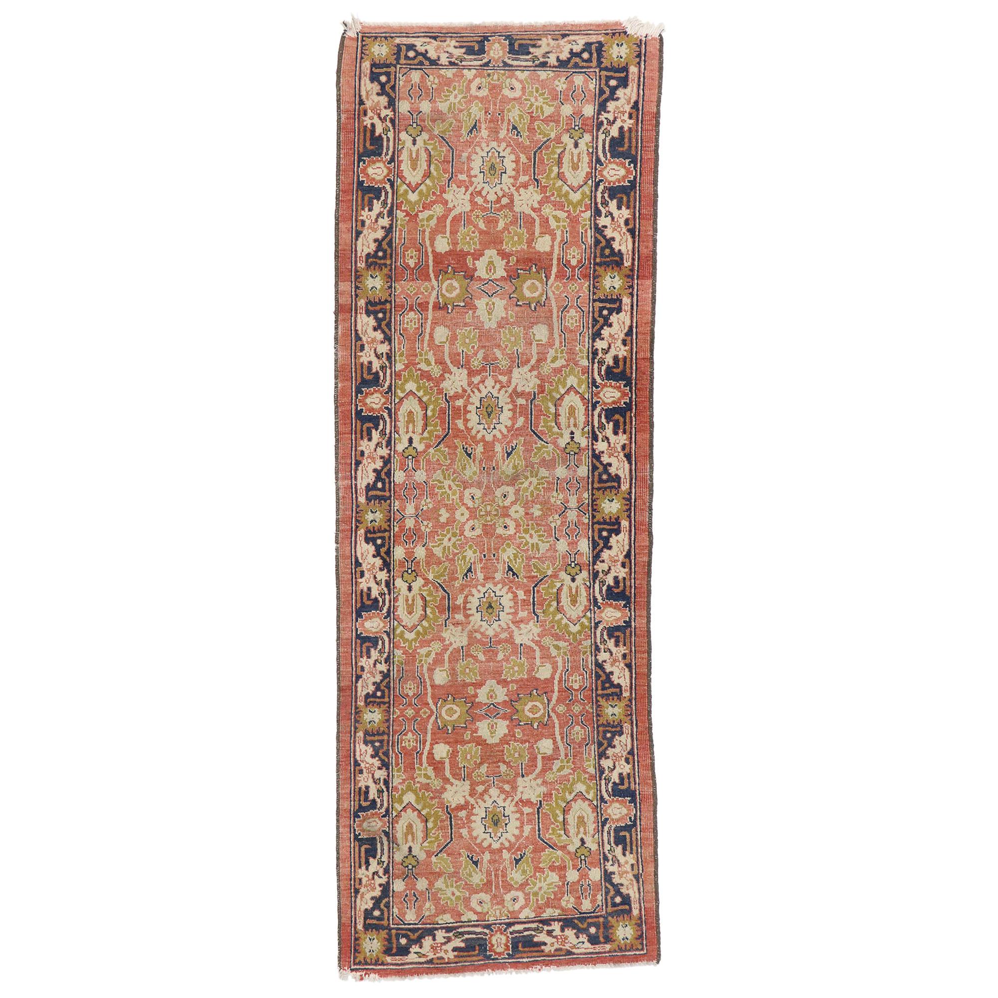 Distressed Antique Pakistani Runner with Rustic Arts & Crafts Style