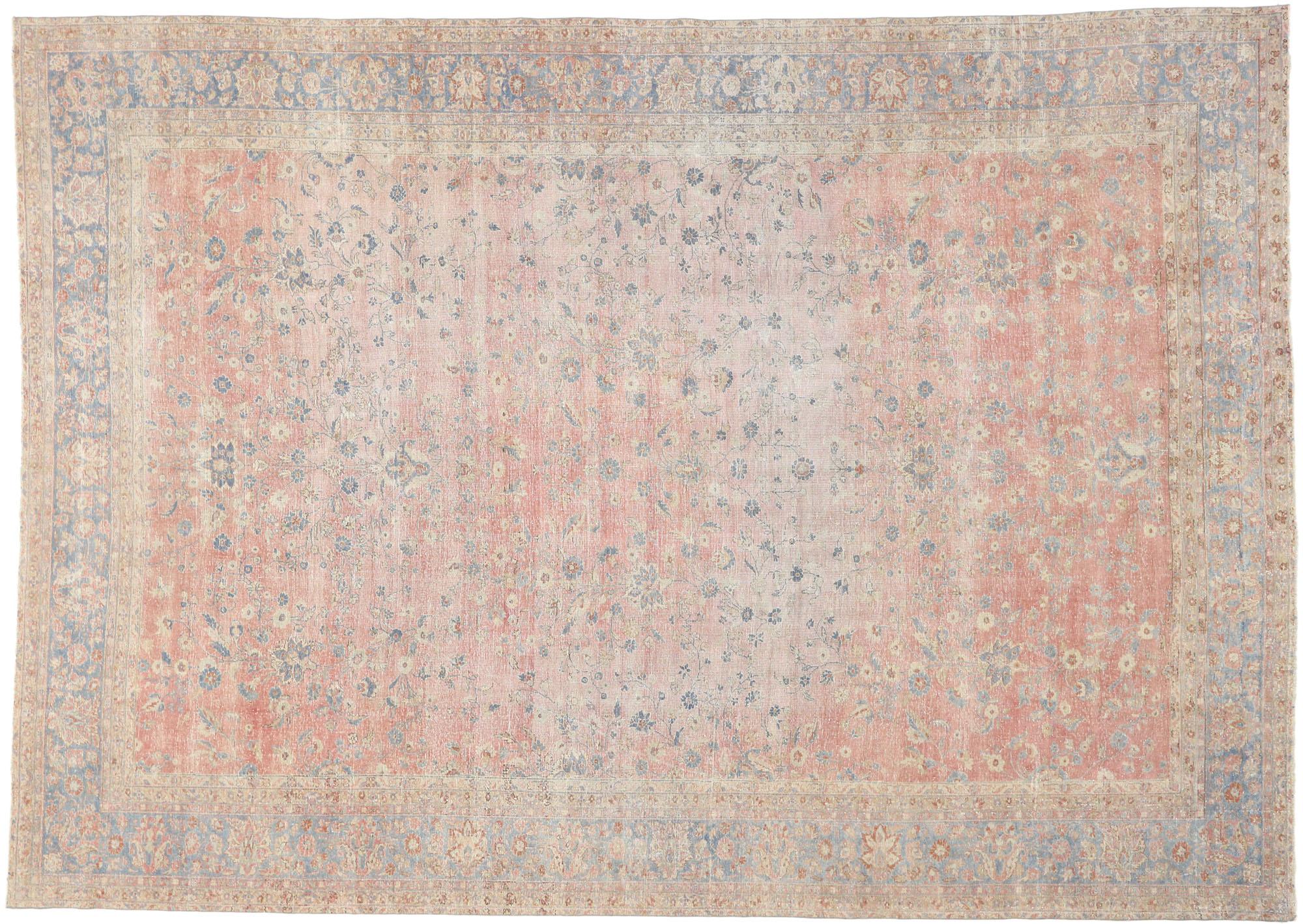 Antiker pastellfarbener Teppich im Regencycore-Stil im Bridgerton-Stil im Used-Look im Angebot 4