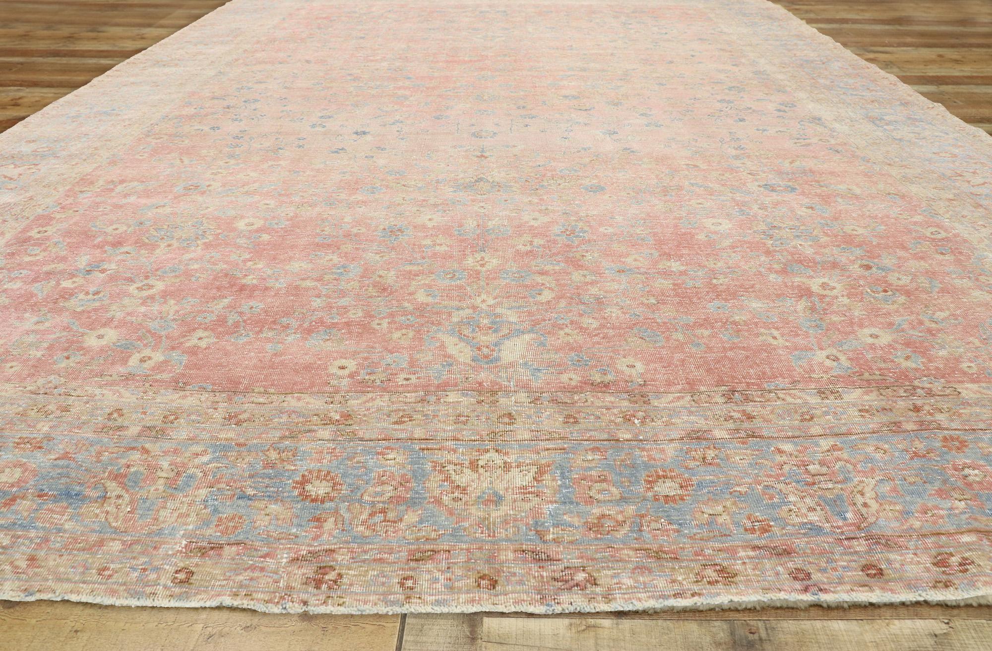 Antiker pastellfarbener Teppich im Regencycore-Stil im Bridgerton-Stil im Used-Look im Angebot 2