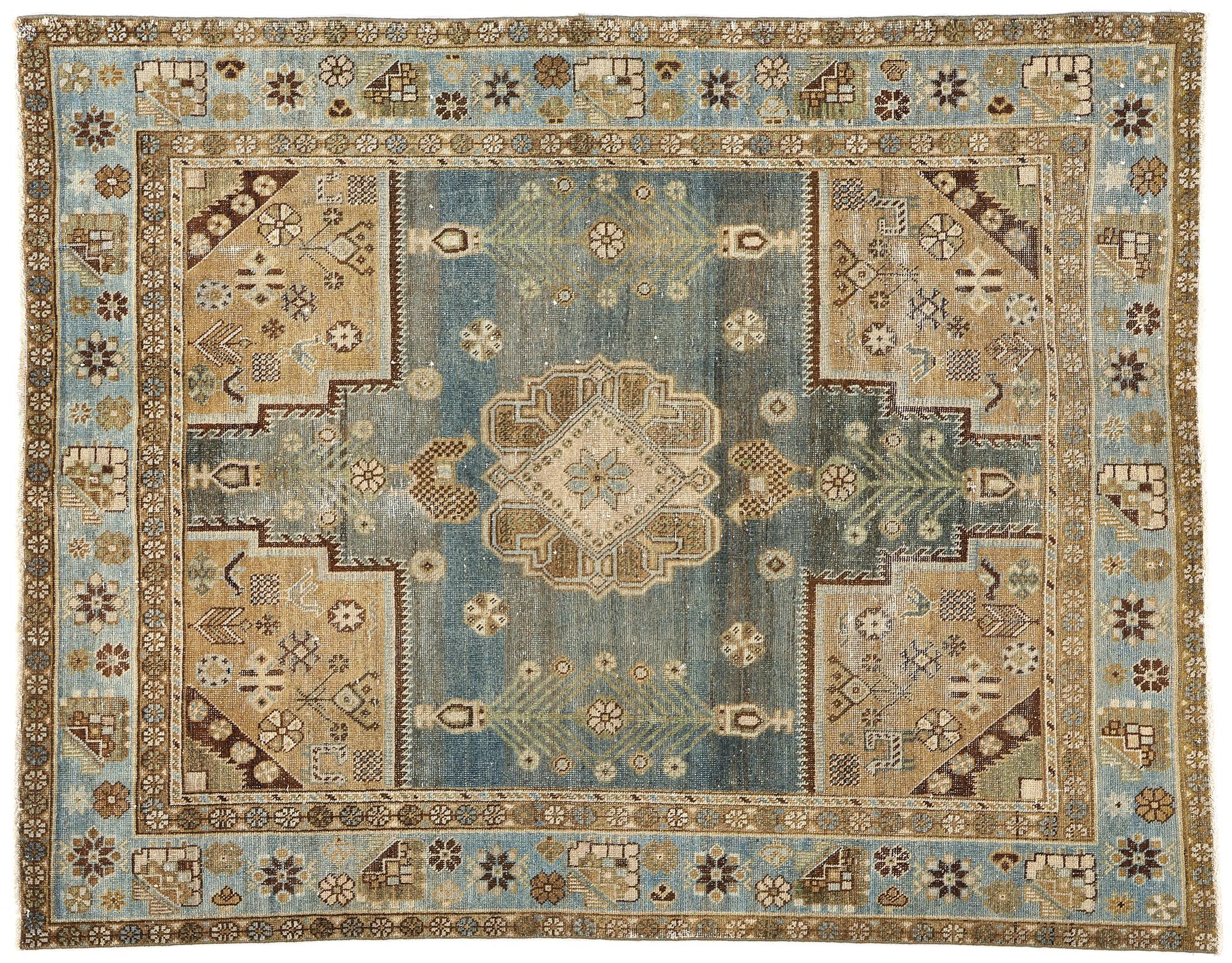 Distressed Antique Persian Afshar Rug For Sale 3
