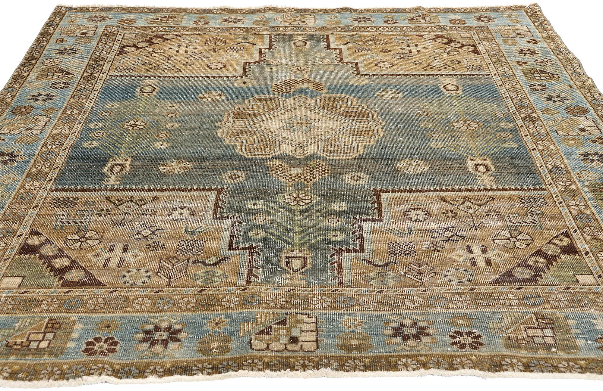 Tribal Distressed Antique Persian Afshar Rug For Sale