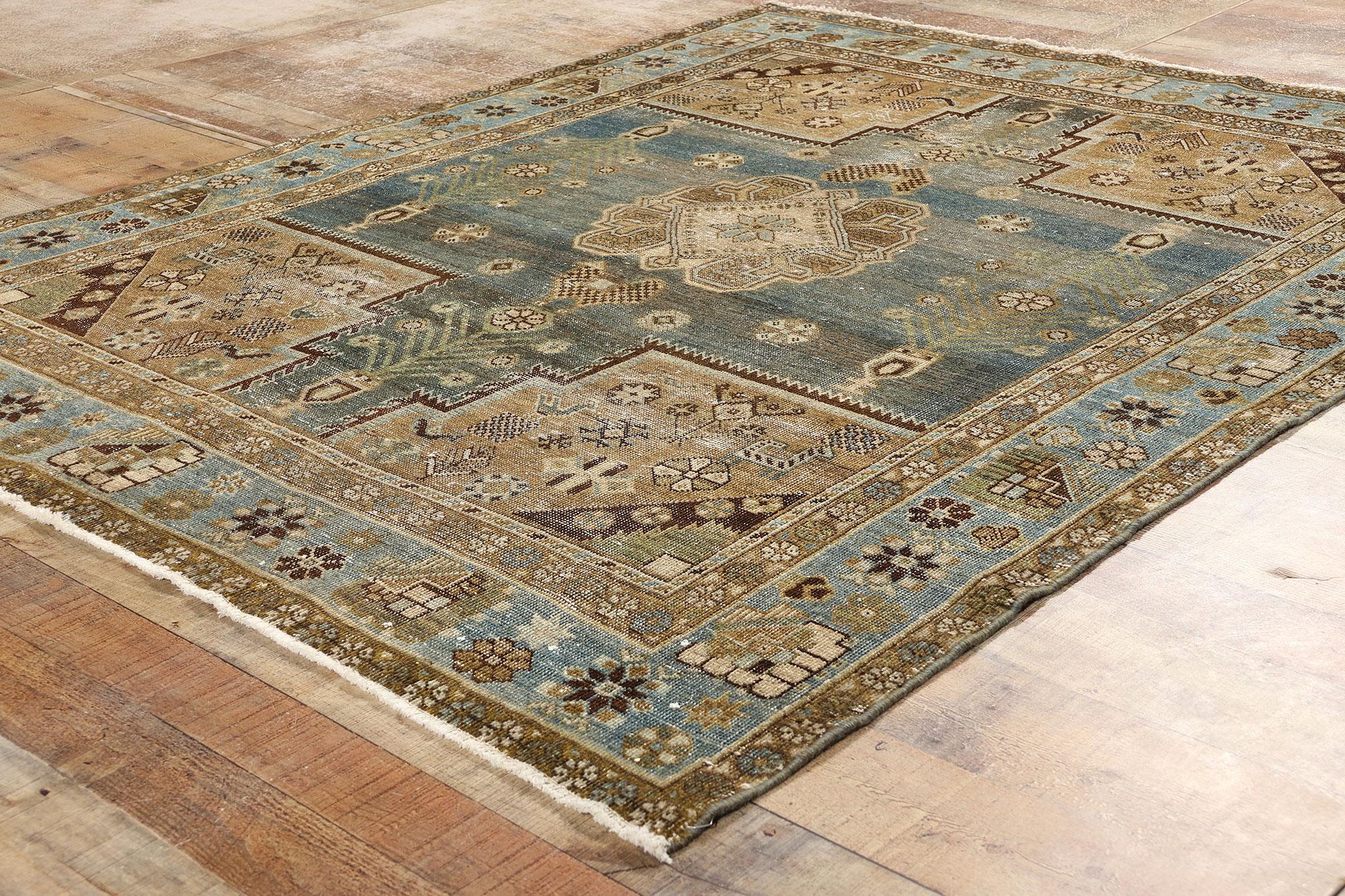 Wool Distressed Antique Persian Afshar Rug For Sale