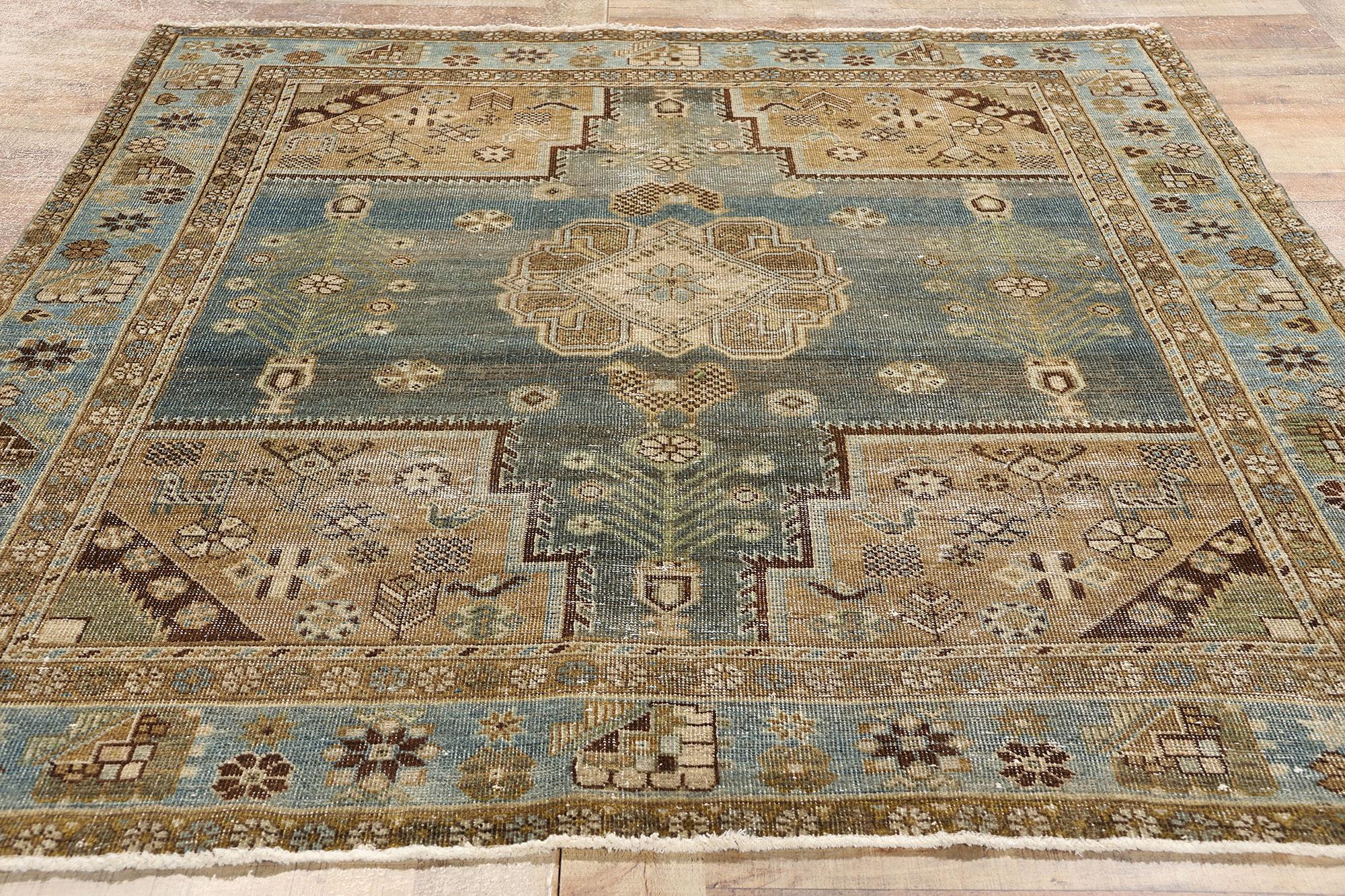 Distressed Antique Persian Afshar Rug For Sale 1