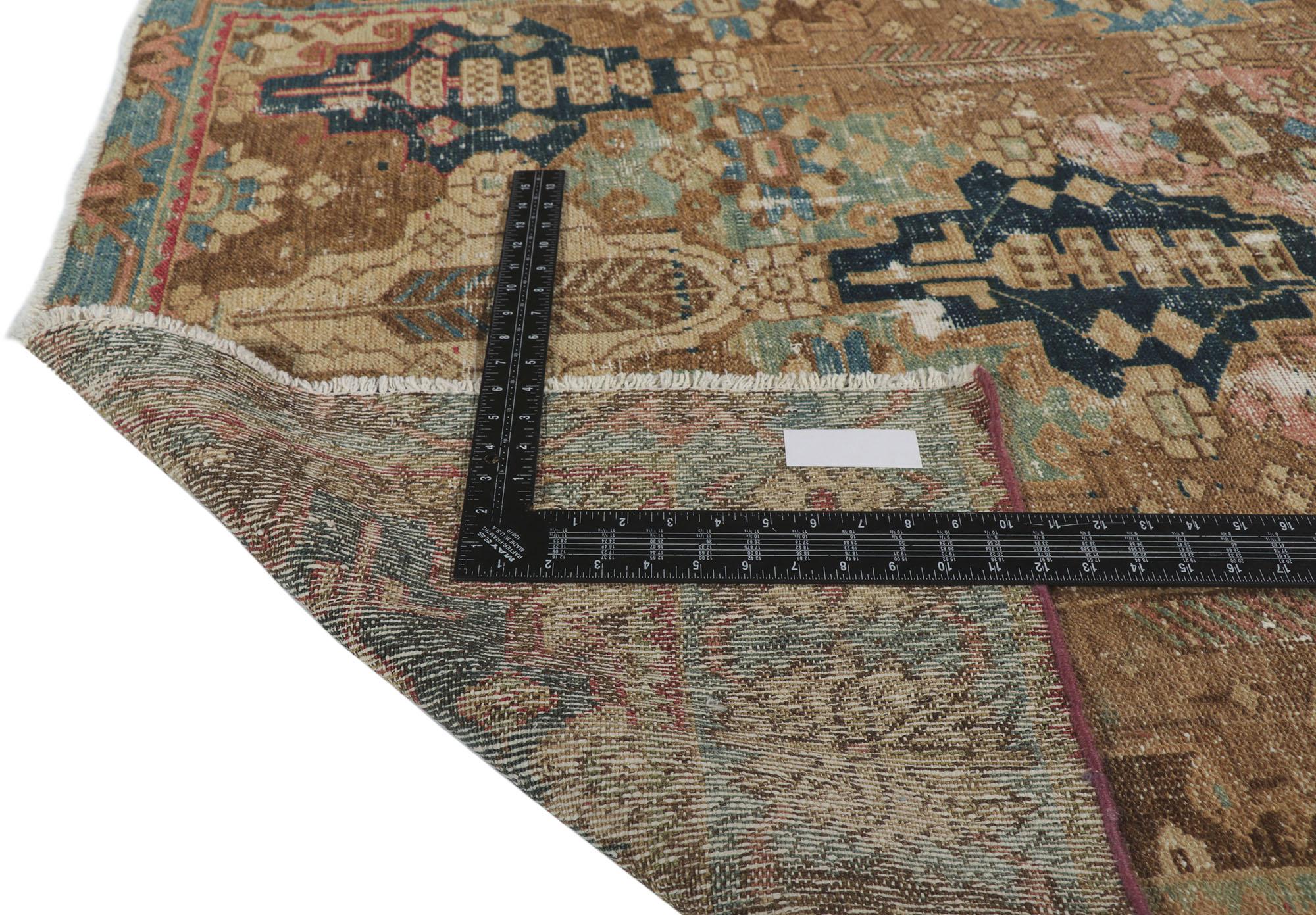 Distressed Antique Persian Bakhtiari Rug In Distressed Condition For Sale In Dallas, TX