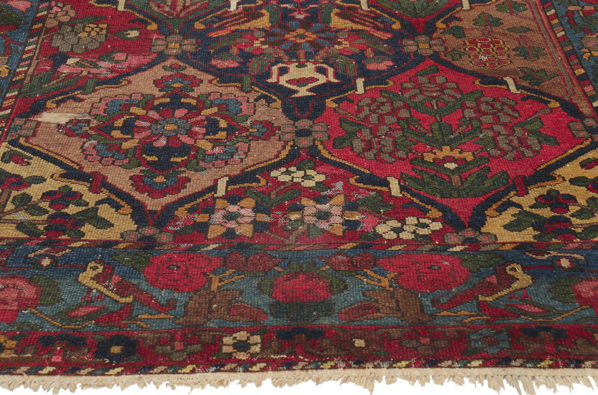 20th Century Distressed Antique Persian Bakhtiari Rug For Sale