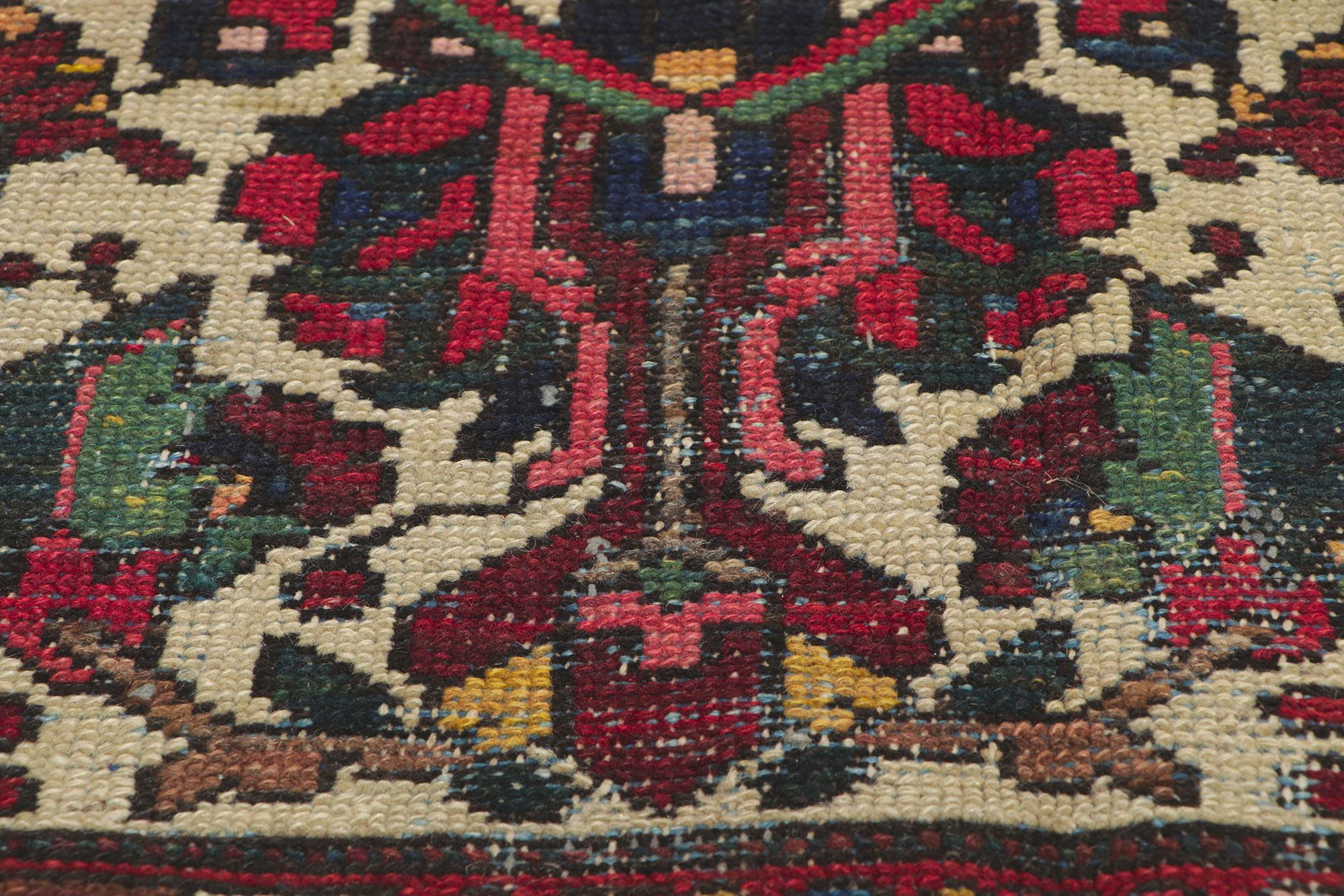 Wool Distressed Antique Persian Bakhtiari Rug For Sale