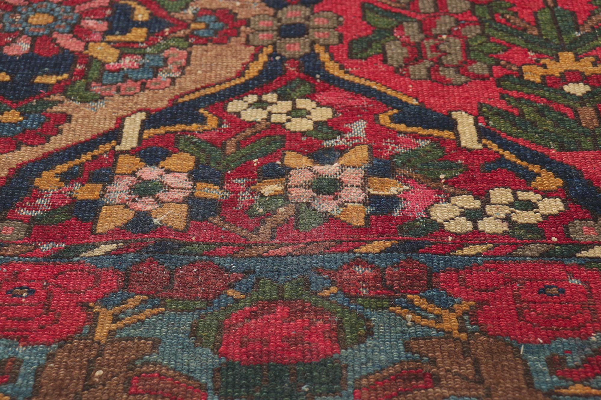 Wool Distressed Antique Persian Bakhtiari Rug For Sale