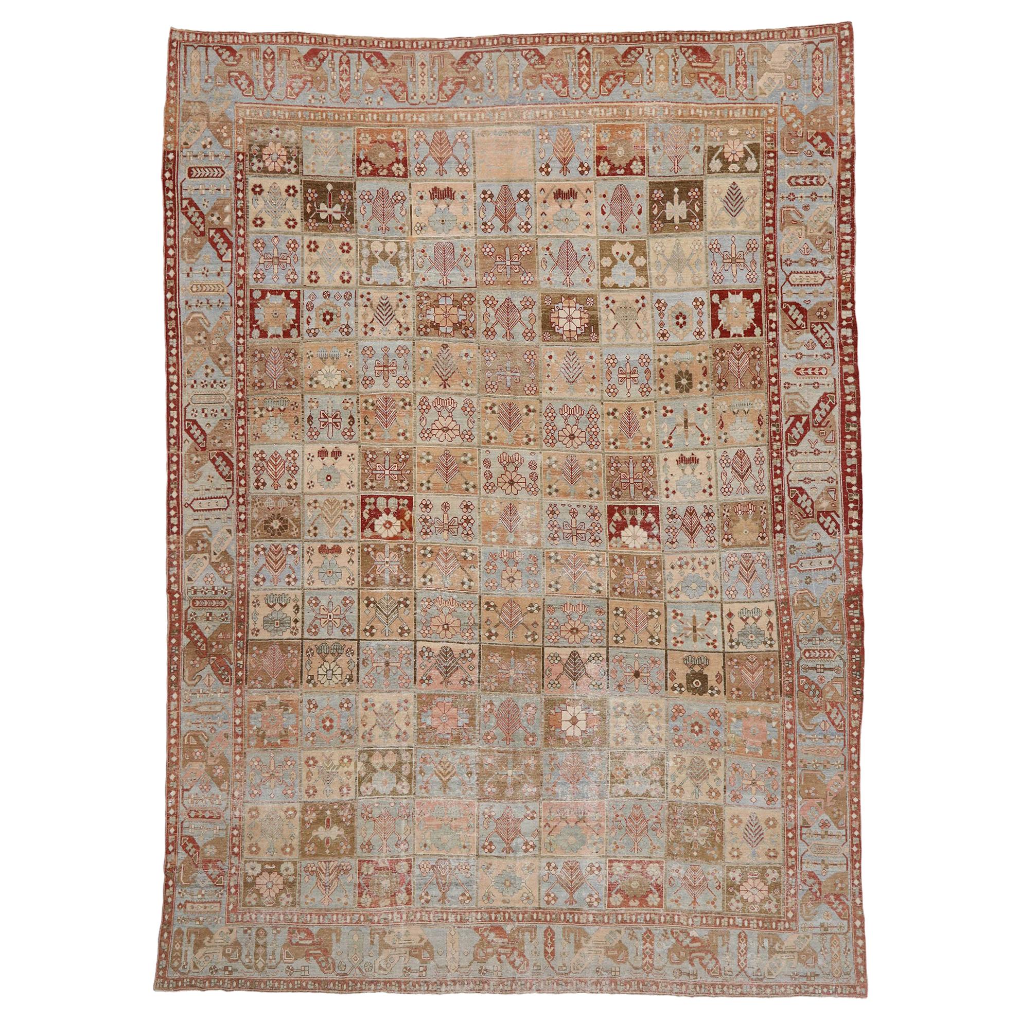Distressed Antique Persian Bakhtiari Rug with Modern French Rustic Style