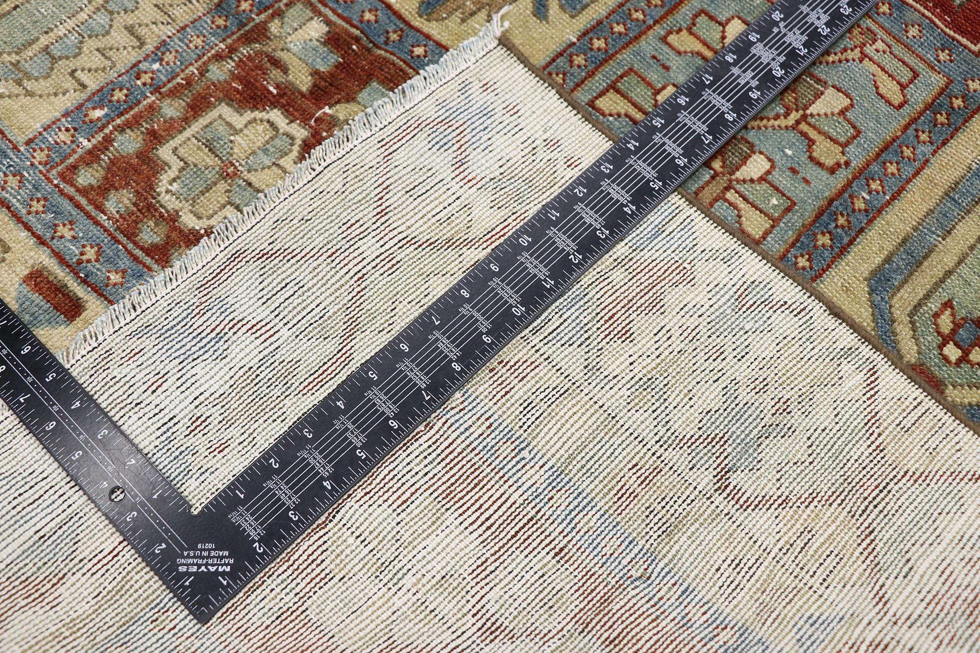 Hand-Knotted Distressed Antique Persian Bakhtiari Rug with Modern Rustic Style For Sale