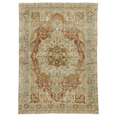 Distressed Antique Persian Bakhtiari Rug with Relaxed Federal Style
