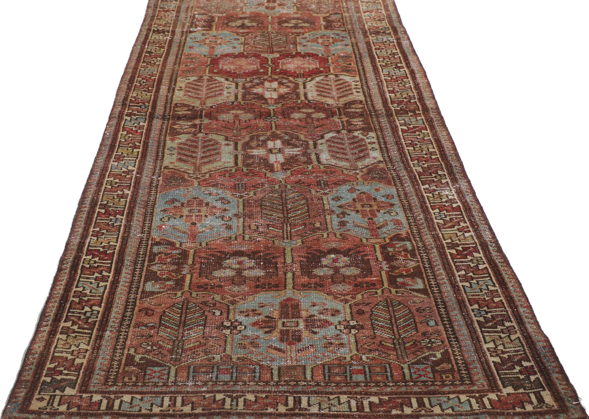 Malayer Distressed Antique Persian Bakhtiari Runner For Sale
