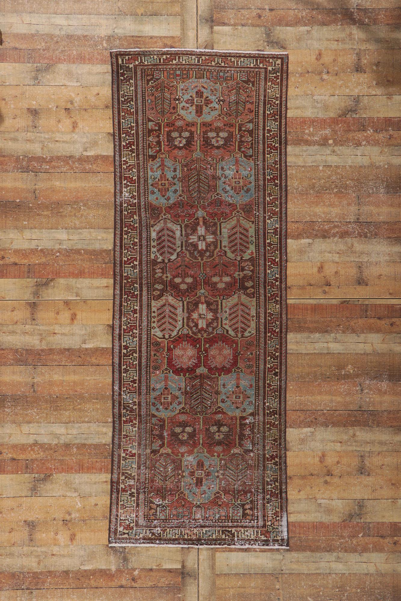 Distressed Antique Persian Bakhtiari Runner For Sale 1