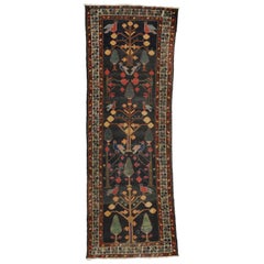 Distressed Antique Persian Bakhtiari Runner with Directional Tree of Life Design