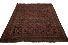 Distressed Antique Persian Bijar Accent Rug with Herati Design and Tribal Style