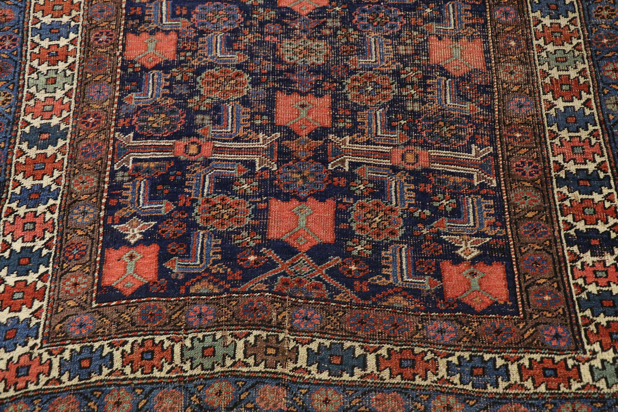 Distressed Antique Persian Bijar Rug with Modern Rustic Tribal Style In Good Condition For Sale In Dallas, TX