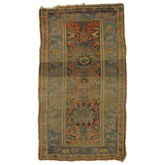 Tapis persan Bijar ancien vieilli avec un style rustique belge Arts & Crafts