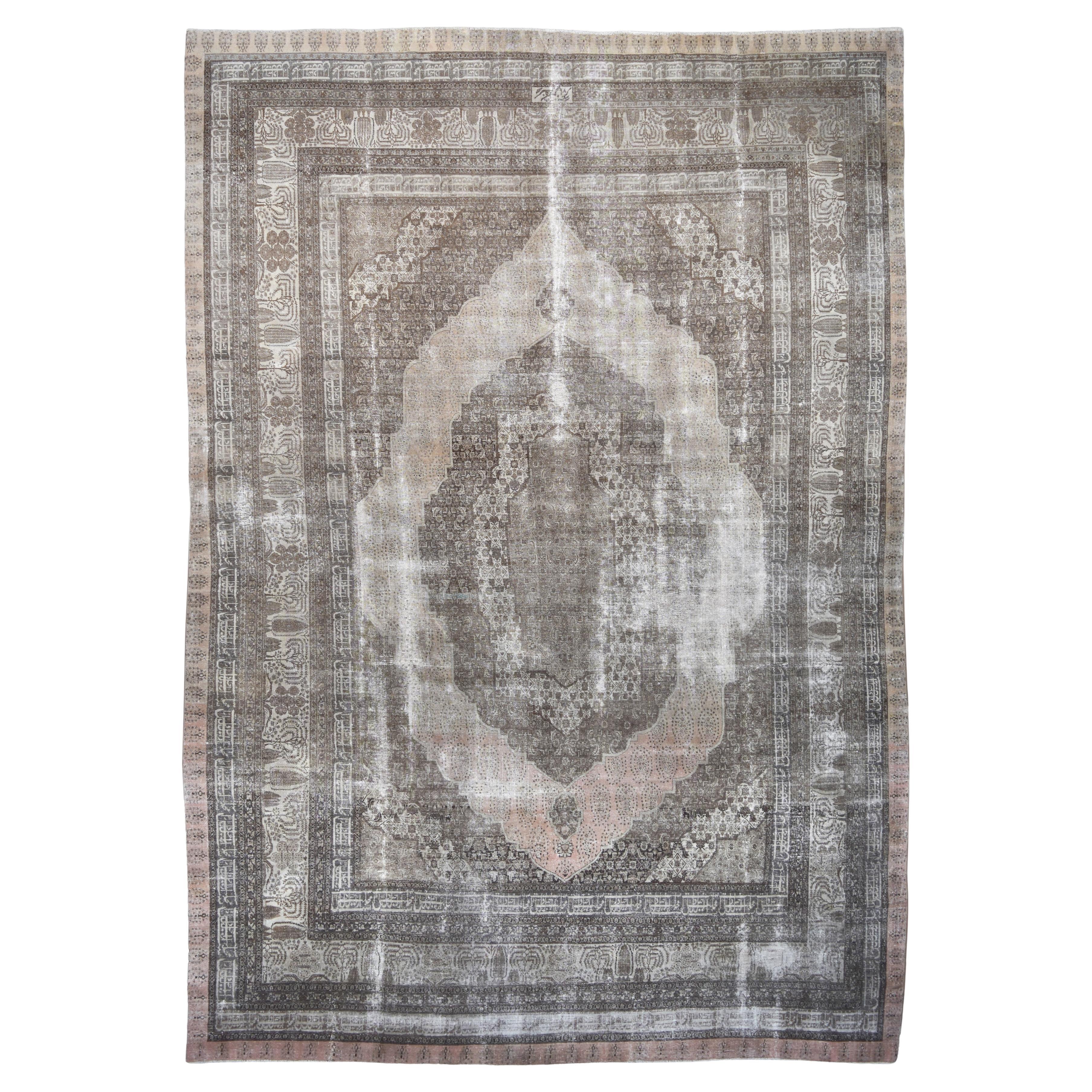 Distressed Antike Persisch Brown und erdigen Tönen Rare Wool Rug 13'x19'8''