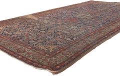 1880s Antique Persian Farahan Rug, Weathered Beauty Meets Rustic Sensibility