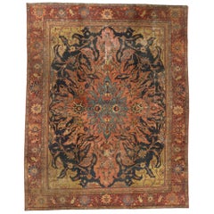 Distressed Antique Persian Farahan Rug with Modern Rustic English Style