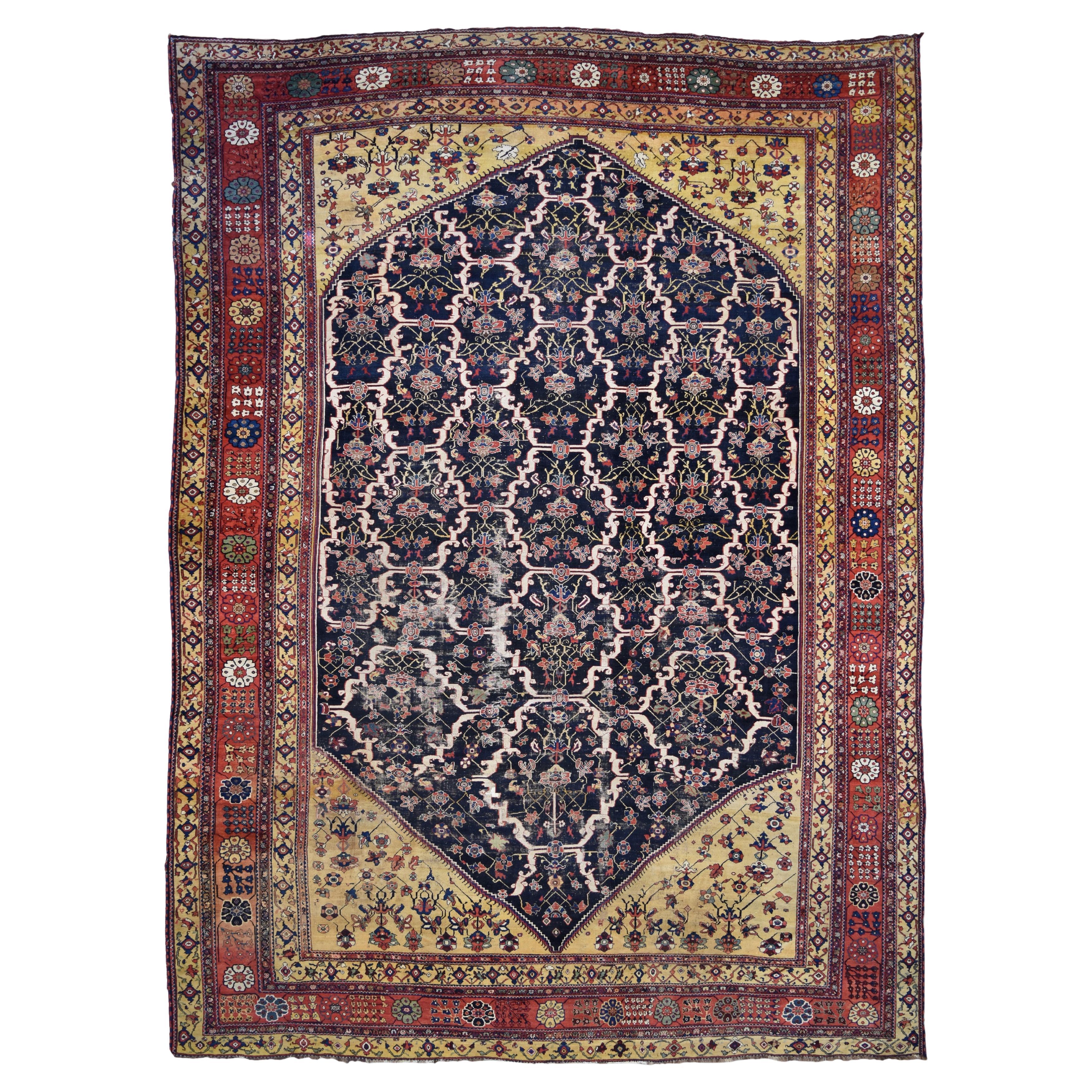 Gebeizte antike persische Sarouk Farahan Wolle  14'x19'8'' im Angebot