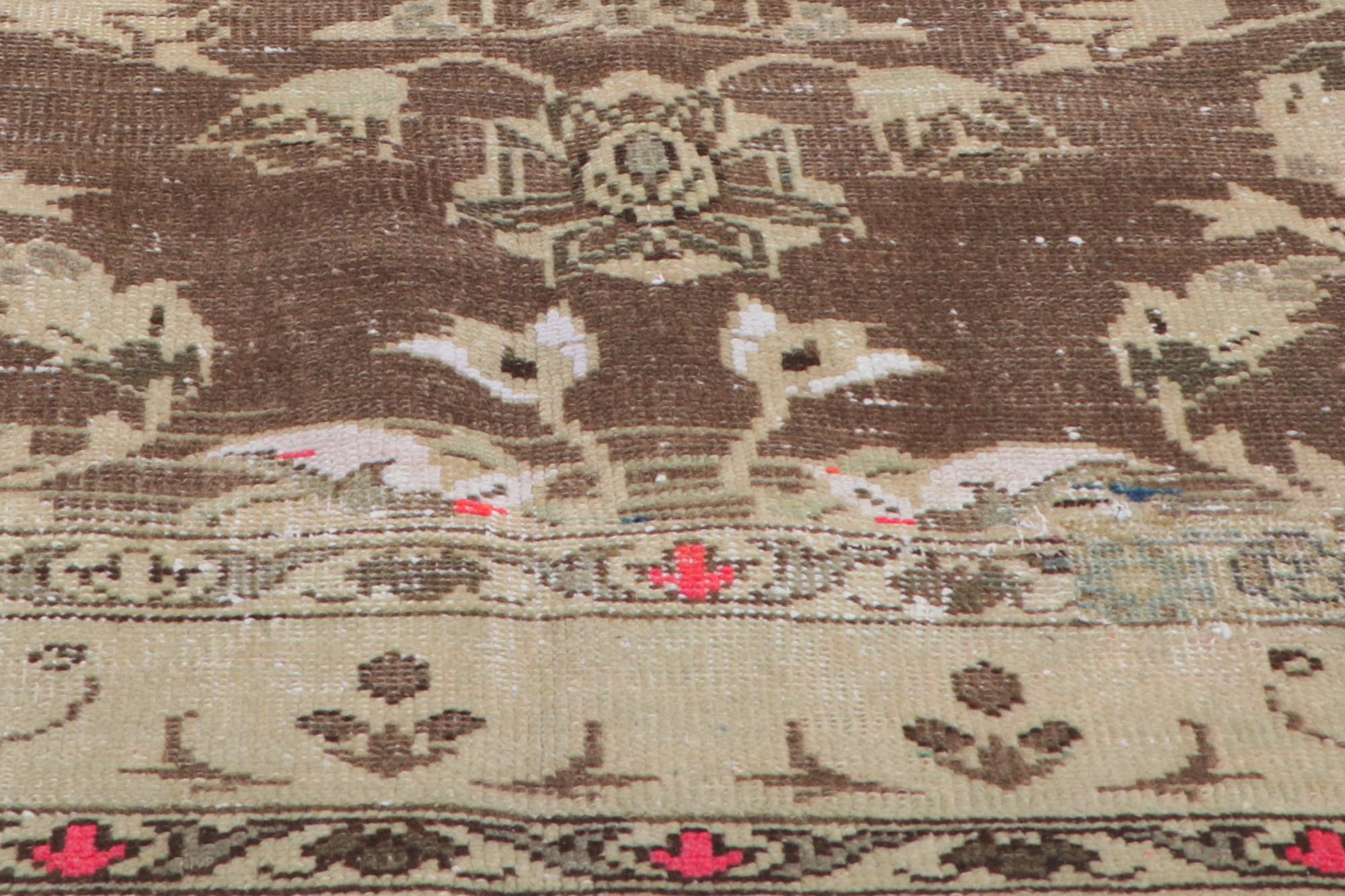 Wool Antique-Worn Persian Feridan Rug, Belgian Chic Meets Rustic Sensibility For Sale