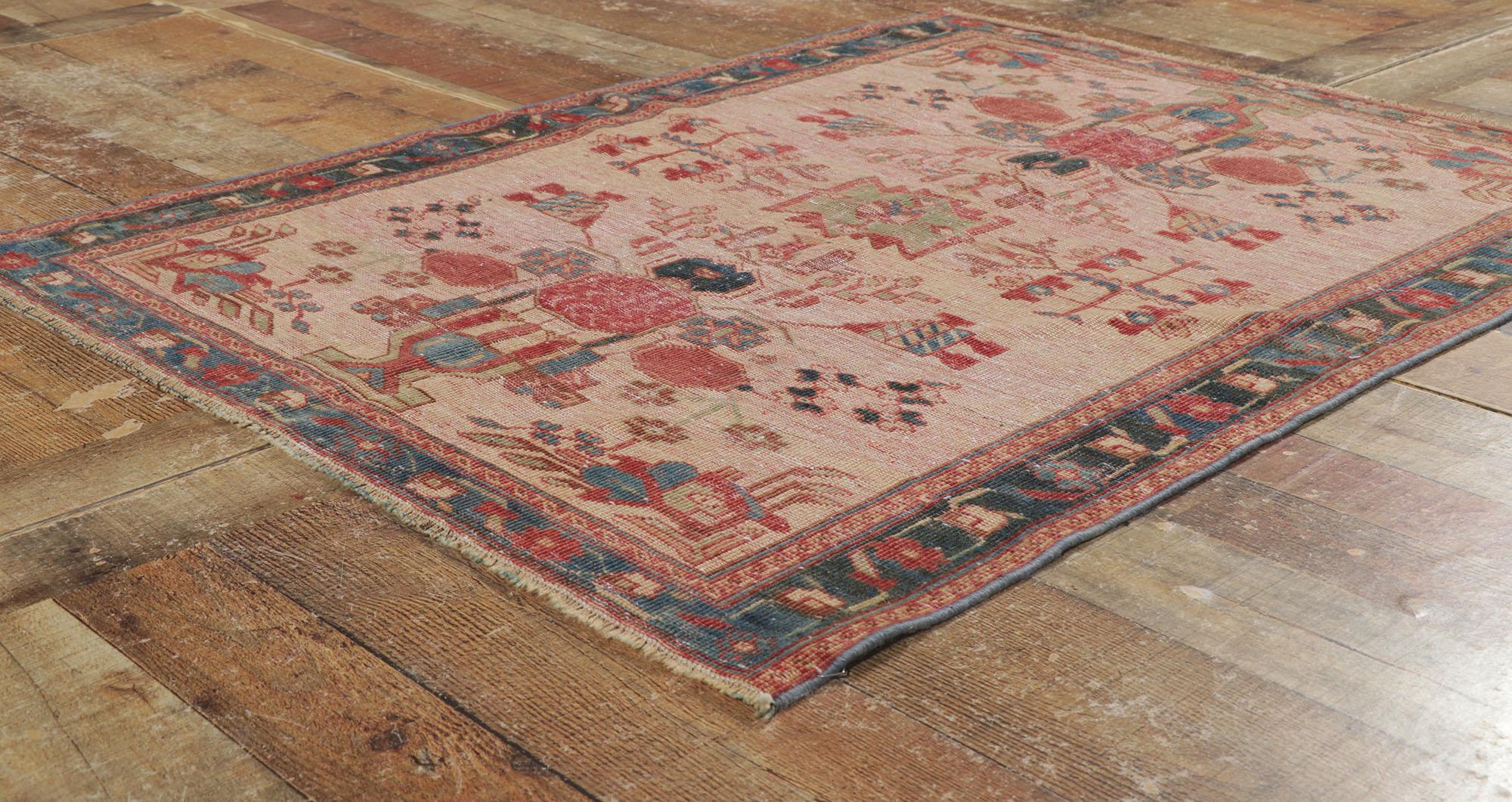 19th Century Distressed Antique Persian Ghashghaei Rug For Sale