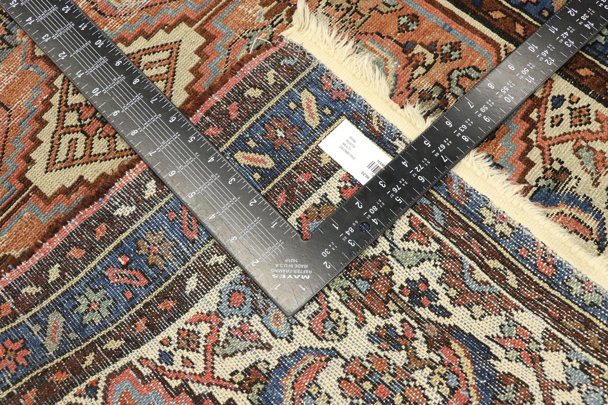 Hand-Knotted 1920’s Distressed Antique Persian Hamadan Carpet with Modern Style For Sale