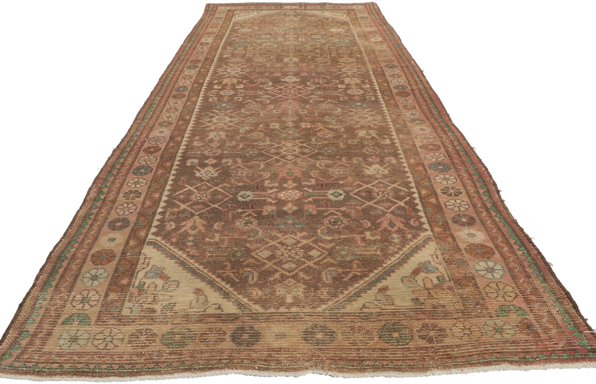 Malayer Distressed Antique Persian Hamadan Runner For Sale