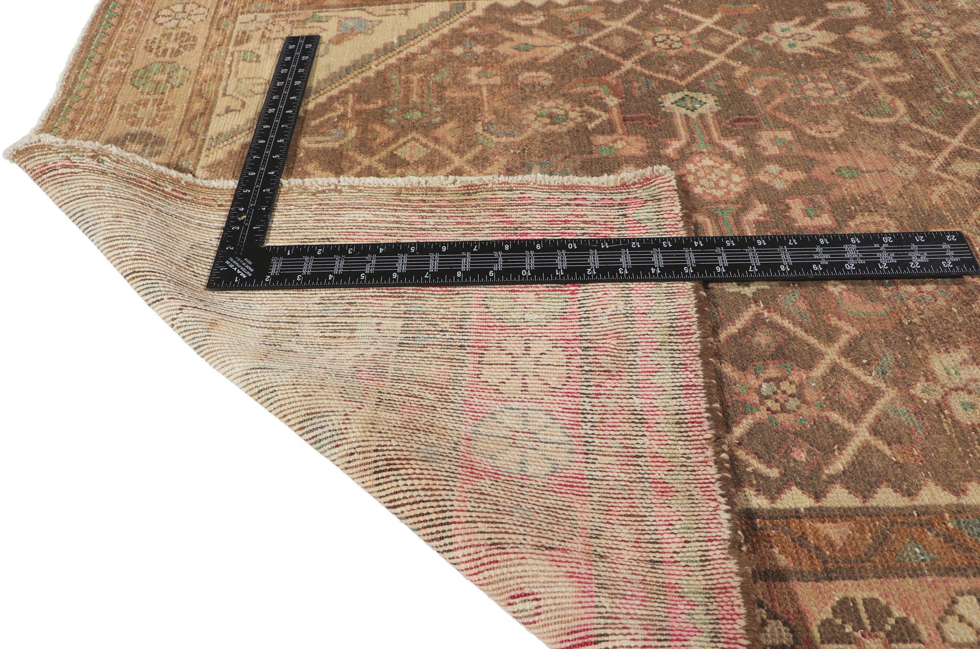 Hand-Knotted Distressed Antique Persian Hamadan Runner For Sale