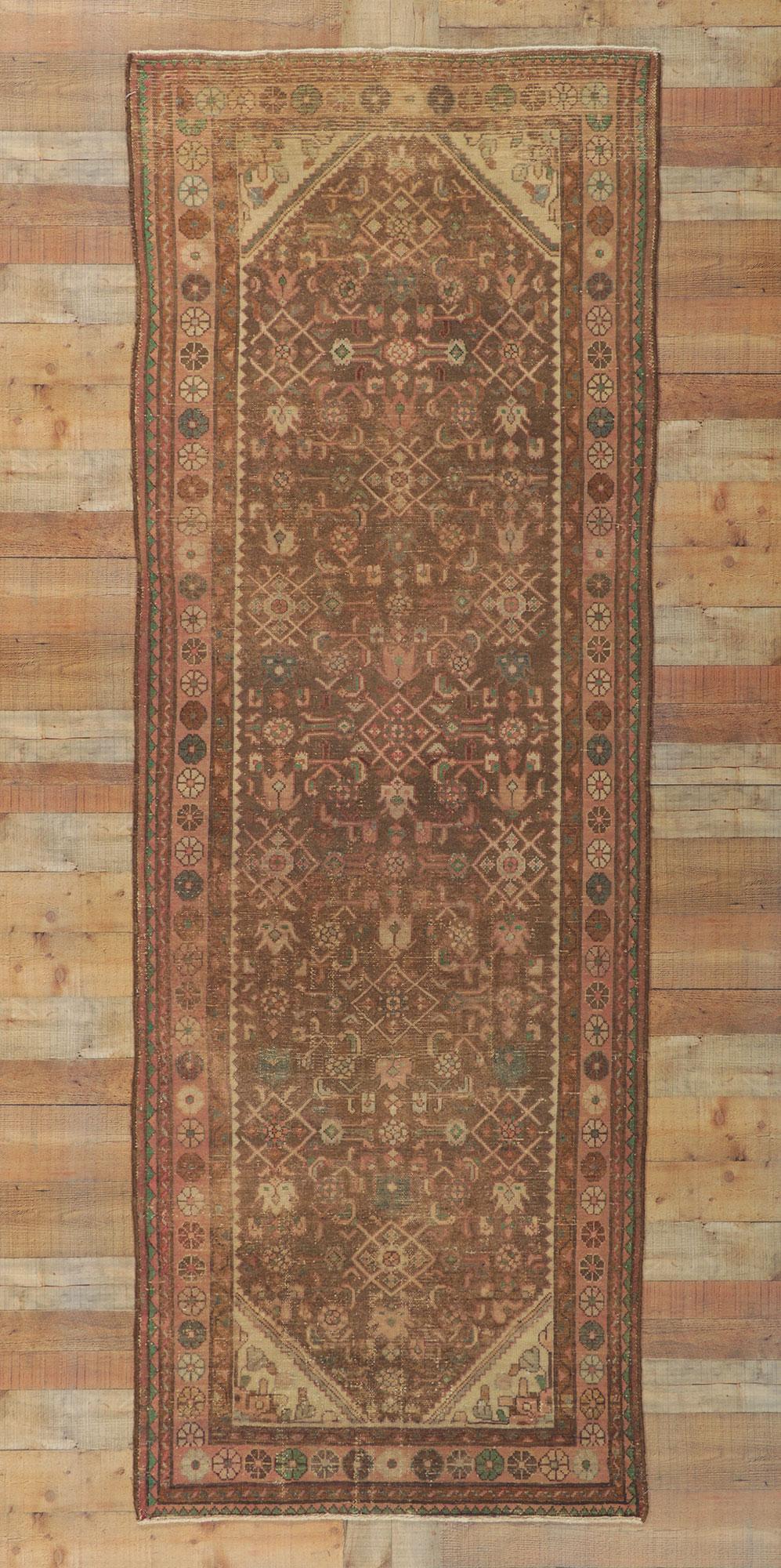 Distressed Antique Persian Hamadan Runner In Distressed Condition For Sale In Dallas, TX