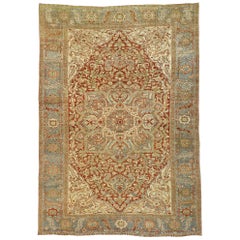 Distressed Antique Persian Heriz Design Rug with Rustic Artisan Cottage Style