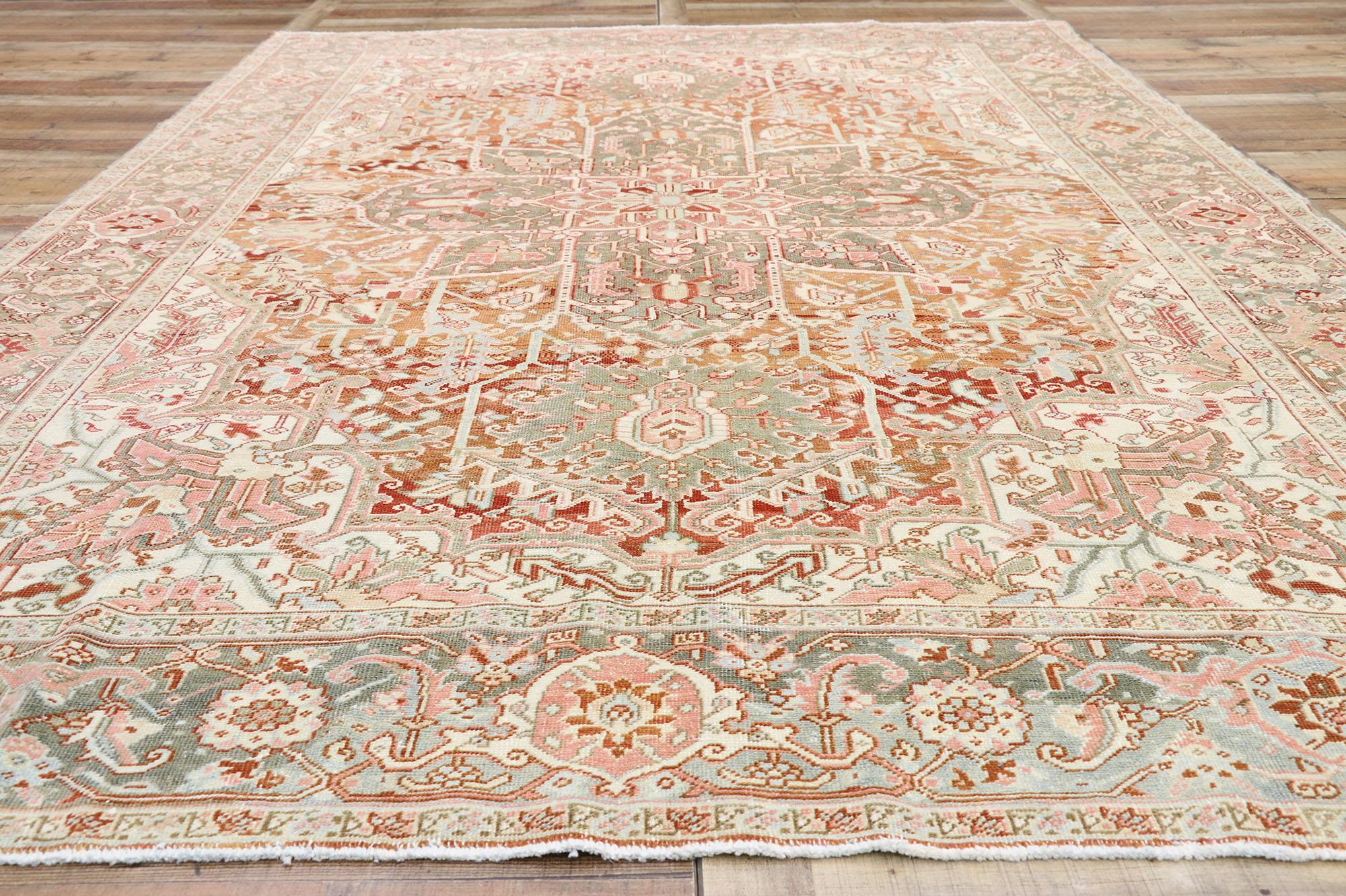 Turkish Antique Persian Heriz Design Rug with Rustic Arts & Crafts Style For Sale