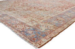 Distressed Antique Persian Heriz Design Rug with Rustic English Tudor Style