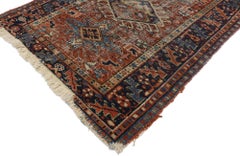 Distressed Antique Persian Heriz Karaja Rug with Rustic Artisan Style