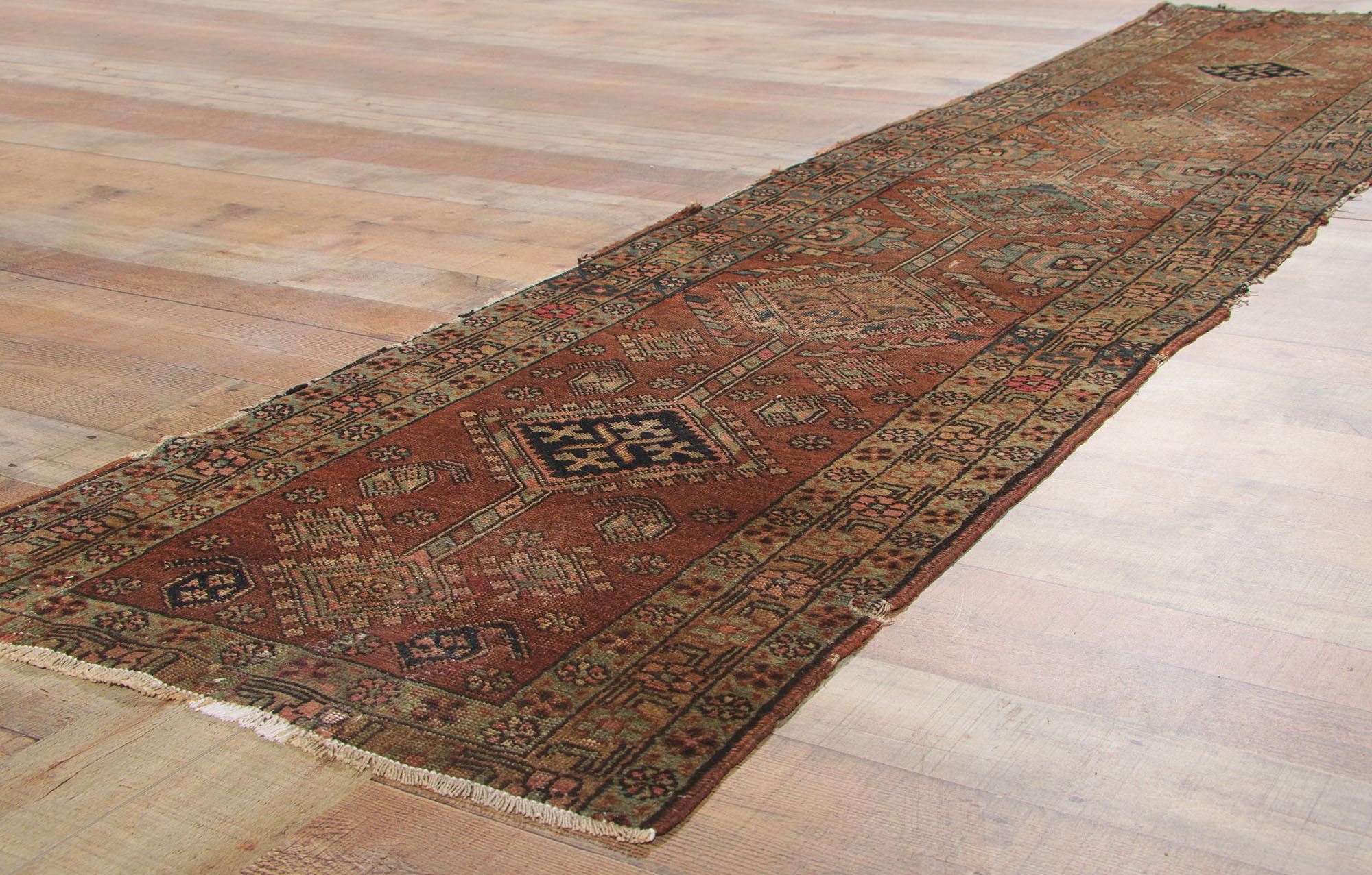 Wool Distressed Antique Persian Heriz Rug  For Sale