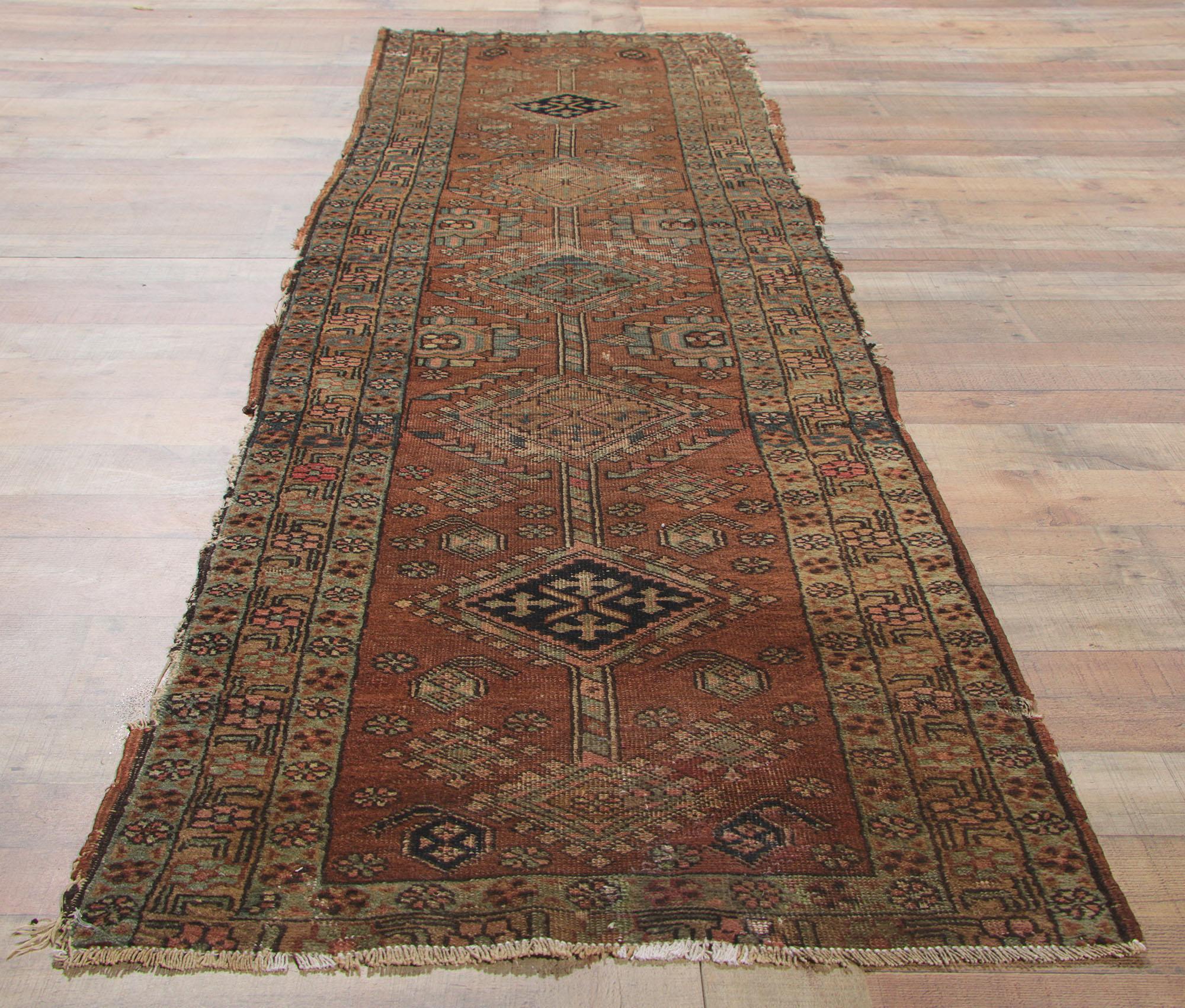 Distressed Antique Persian Heriz Rug  For Sale 1