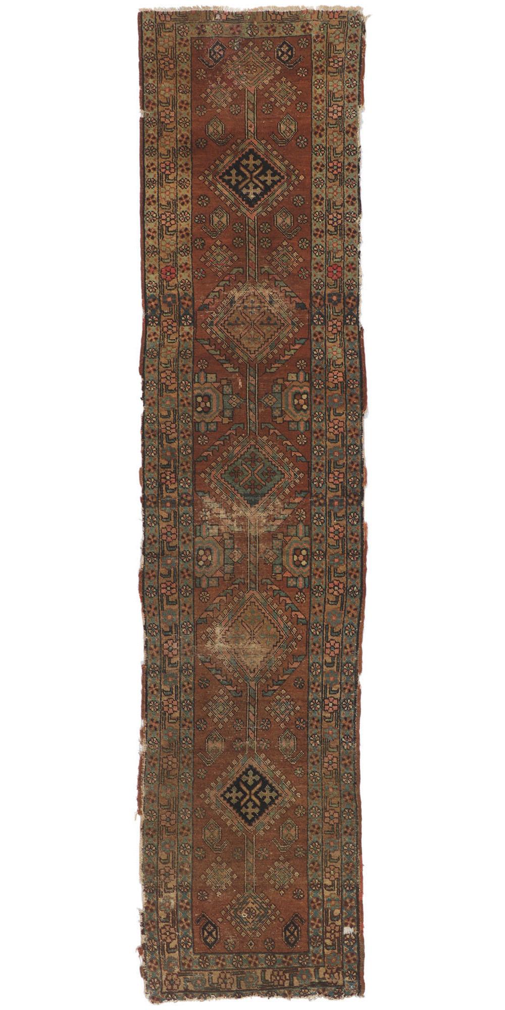 Distressed Antique Persian Heriz Rug  For Sale 2