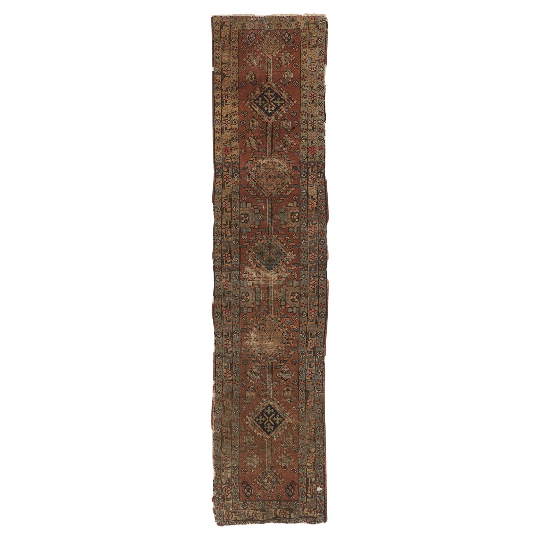 Distressed Antique Persian Heriz Rug  For Sale