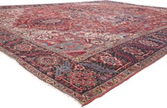 1920's Antique Persian Heriz Carpet with Modern Style