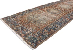 Distressed Antique Persian Heriz Runner with Rustic Tribal Style
