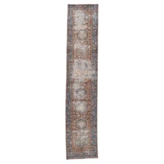 Distressed Antique Persian Heriz Runner with Rustic Tribal Style