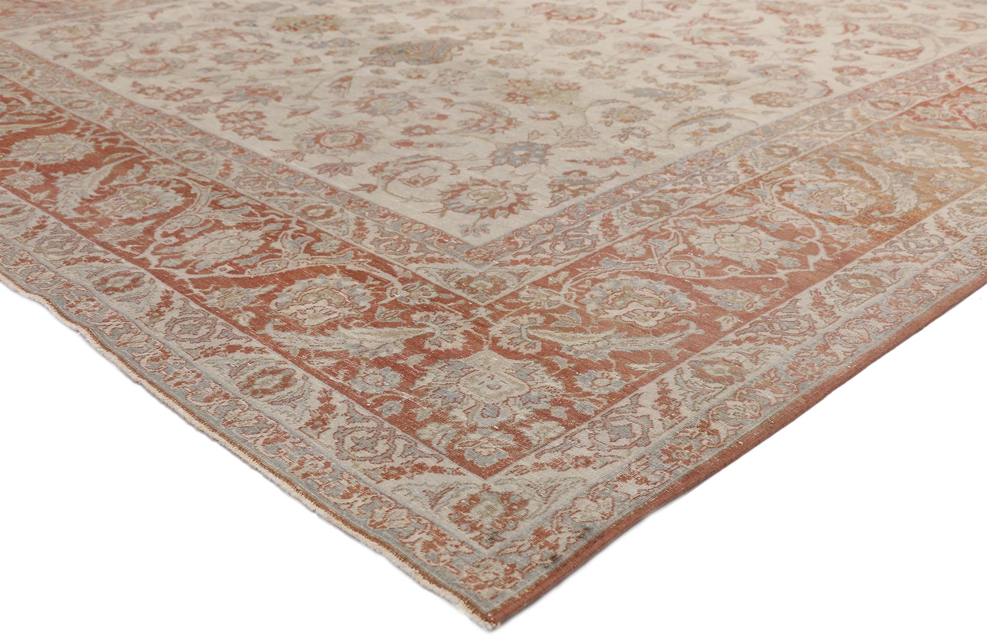 52435 Rustic Antique Persian Isfahan Rug, 08'00 x 12'02.
Rustic sensibility meets understated elegance in this hand knotted wool distressed antique Persian Isfahan rug. The lovingly time-worn composition features an all-over Herati pattern of muted