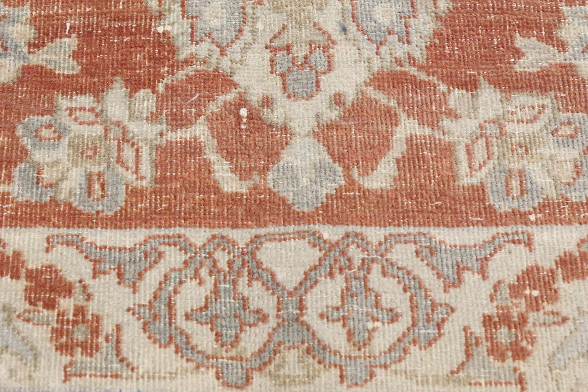 Distressed Antique Persian Isfahan Rug, Rustic Charm Meets Patriotic Flair In Distressed Condition For Sale In Dallas, TX