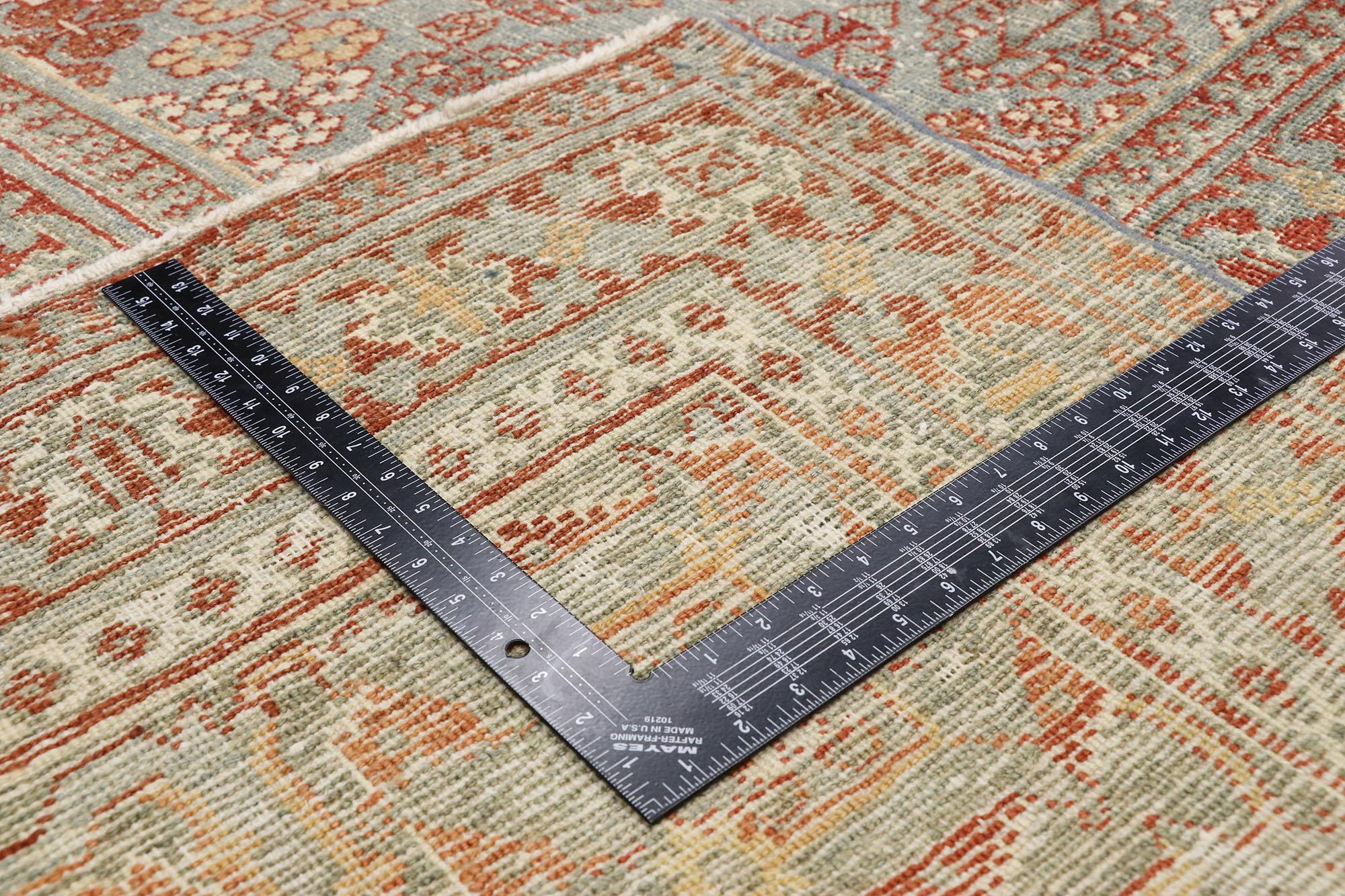 Hand-Knotted Distressed Antique Persian Joshegan Design Rug with Relaxed Rustic Federal Style